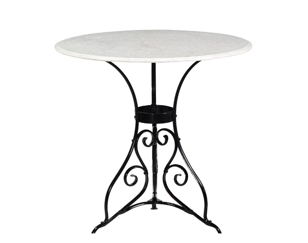 Torino 30" Round Indoor/Outdoor Marble & Black Gloss Iron Café Table - Matthew Izzo Collection