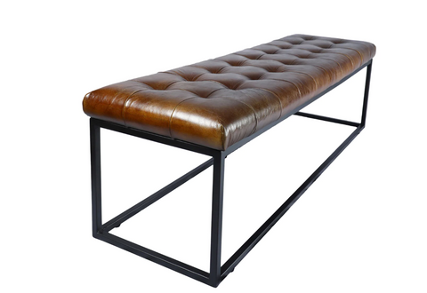 Norwood Tufted Leather Bench - Matthew Izzo Collection - Matthew Izzo Home