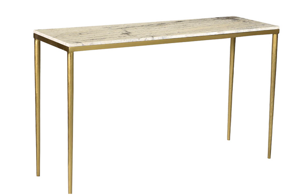 Arlon Travertine & Brass Console Table - Matthew Izzo Collection