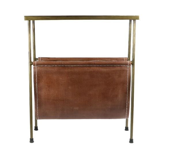 Glam Leather Magazine Rack/Side Table - Matthew Izzo Collection