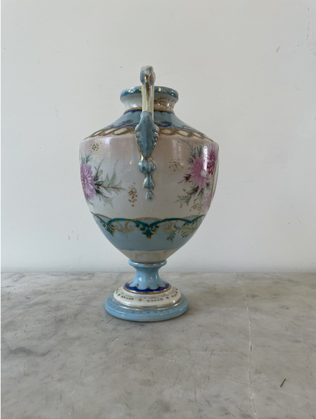 19th Century French Porcelain Hand Painted Pedestal Urn