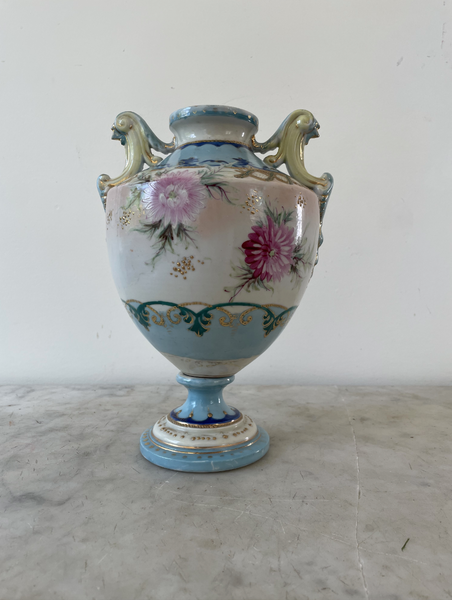 19th Century French Porcelain Hand Painted Pedestal Urn