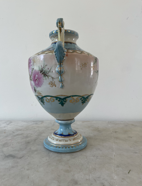 19th Century French Porcelain Hand Painted Pedestal Urn