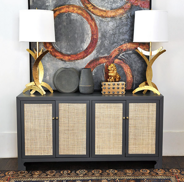 Sofia Cerused Oak & Cane Cabinet