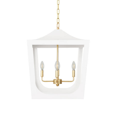 Worlds Away Wimble Pagoda Lantern - White - Matthew Izzo Home