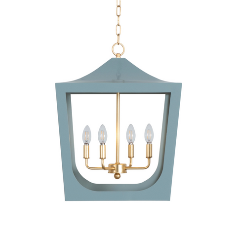 Worlds Away Wimble Pagoda Lantern - Light Blue - Matthew Izzo Home