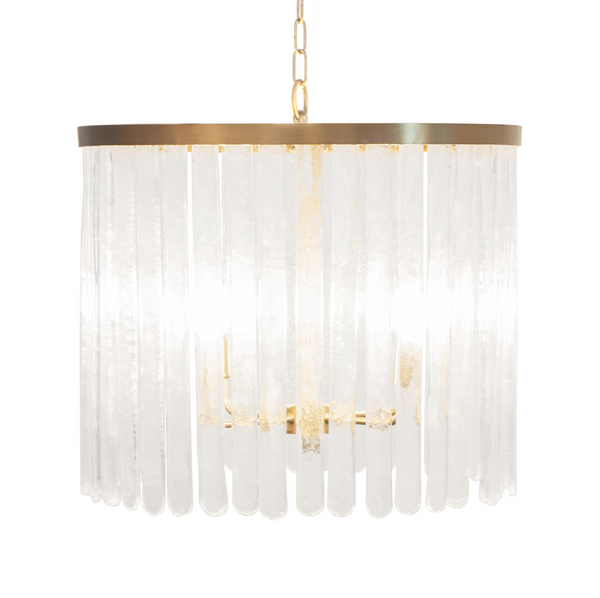 Silvana Brushed Brass & Textured Glass Four Light Pendant