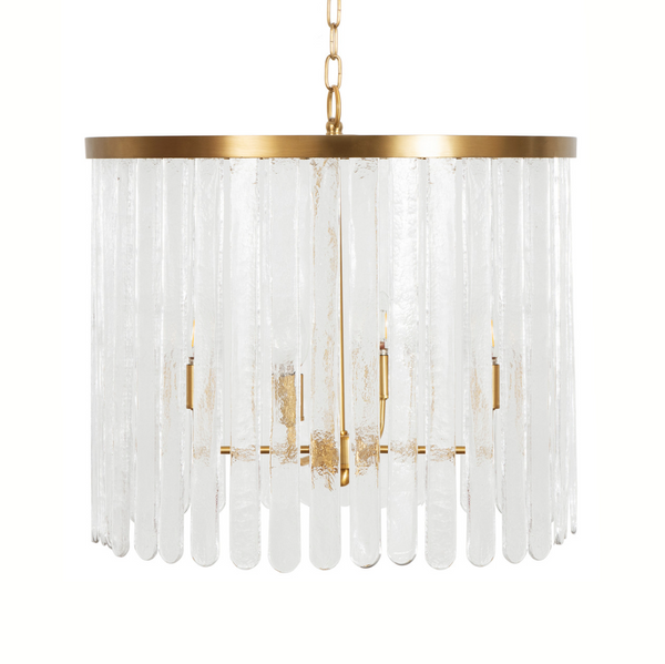 Silvana Brushed Brass & Textured Glass Four Light Pendant