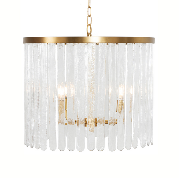 Silvana Brushed Brass & Textured Glass Four Light Pendant