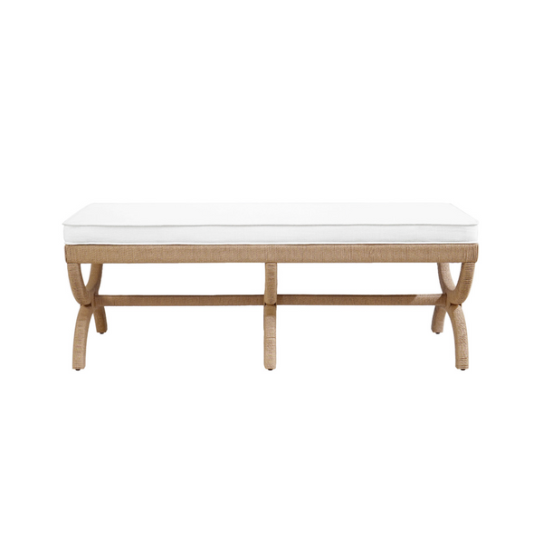 Xanadu Rope Bench w/White Performance Linen Cushion