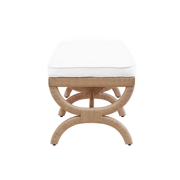 Xanadu Rope Bench w/White Performance Linen Cushion