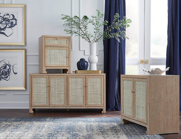 Sofia Cerused Oak & Cane Cabinet