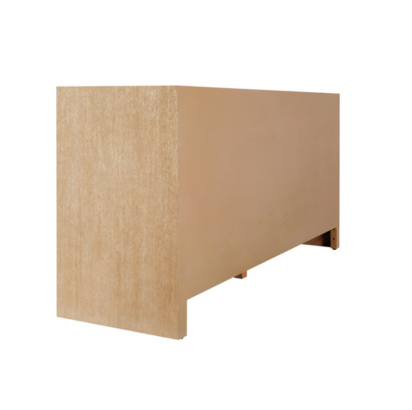 Sofia Matte White Lacquer & Cane Four Door Cabinet