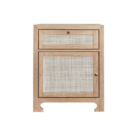 Worlds Away Ruth End Table/Cabinet - Cerused Oak - Matthew Izzo Home