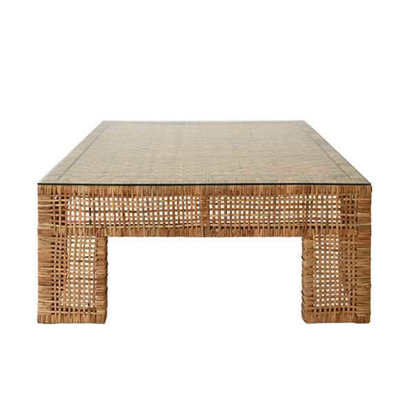 Charlie Rattan & Glass Square Coffee Table