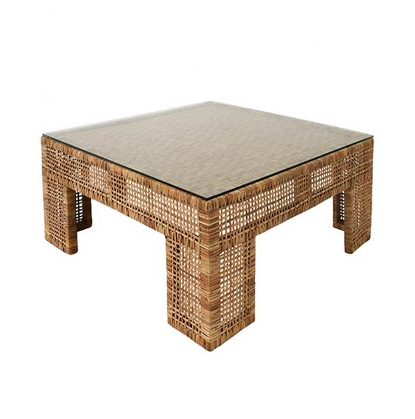 Charlie Rattan & Glass Square Coffee Table