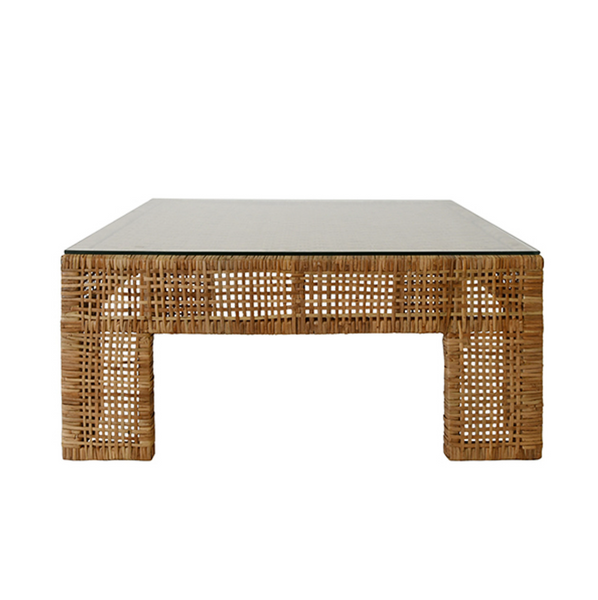 Charlie Rattan & Glass Square Coffee Table