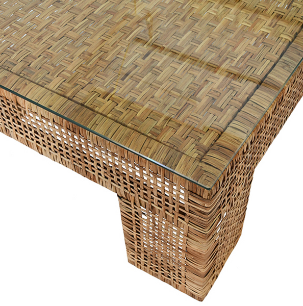 Charlie Rattan & Glass Square Coffee Table