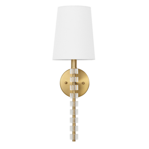 Worlds Away Maxine Wall Sconce - Brushed Brass/Linen - Matthew Izzo Home