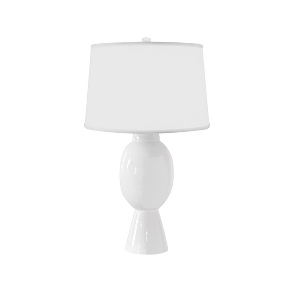 Dover Ceramic Table Lamp w/White Linen Shade - Four Color Options