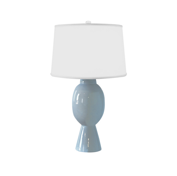 Dover Ceramic Table Lamp w/White Linen Shade - Four Color Options