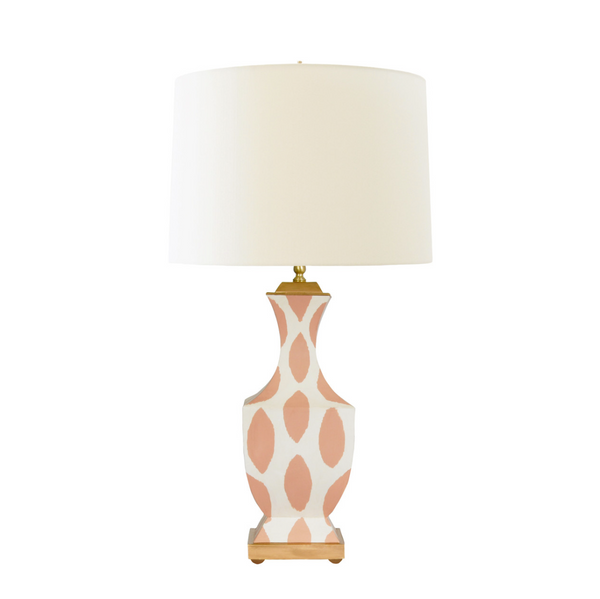 Gina Handpainted Tole Table Lamp w/Silk Shade - Ikat