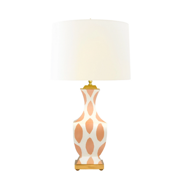 Gina Handpainted Tole Table Lamp w/Silk Shade - Ikat