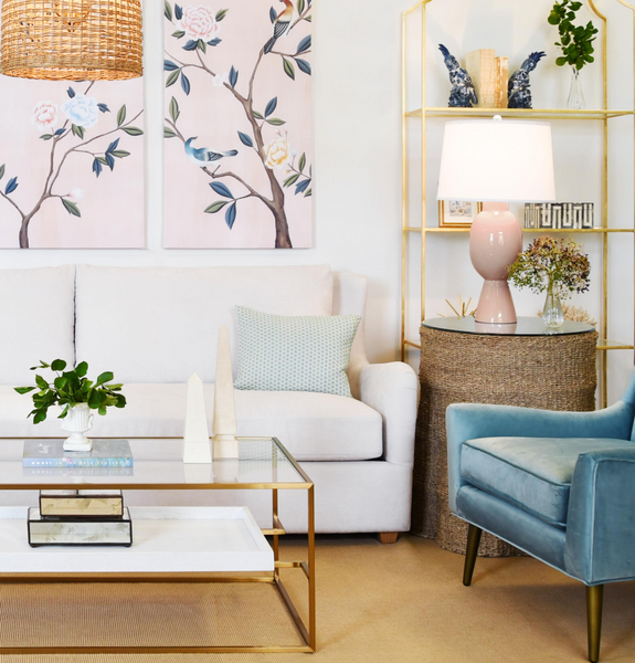 Dover Ceramic Table Lamp w/White Linen Shade - Four Color Options