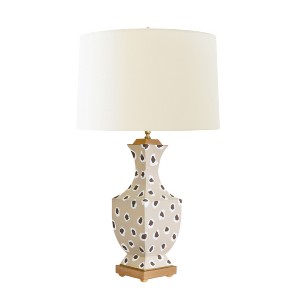 Gina Handpainted Tole Table Lamp w/Silk Shade - Leopard
