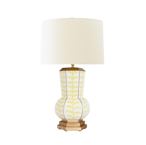 Catalina Handpainted Tole Table Lamp w/Silk Shade - Trail Yellow