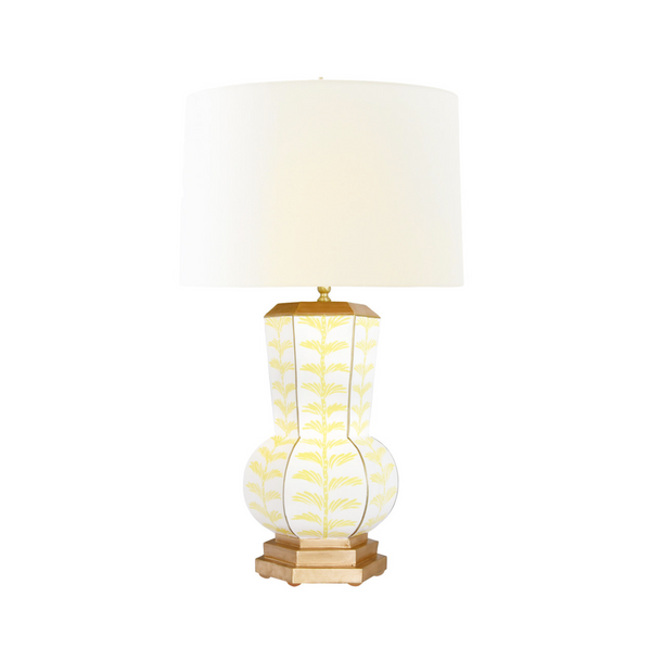 Catalina Handpainted Tole Table Lamp w/Silk Shade - Trail Yellow