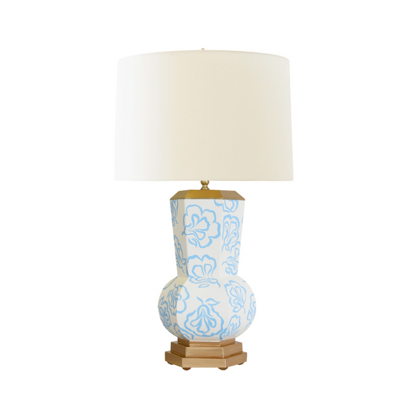 Catalina Handpainted Tole Table Lamp w/Silk Shade - Bloom Motif