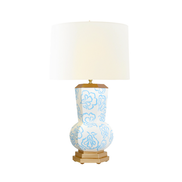 Catalina Handpainted Tole Table Lamp w/Silk Shade - Bloom Motif