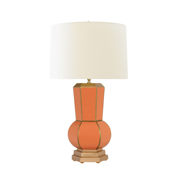 Catalina Handpainted Tole Table Lamp w/Silk Shade - Orange