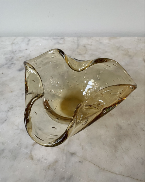 Vintage Mid-Century Modern Smoky Brown Murano Glass Bowl