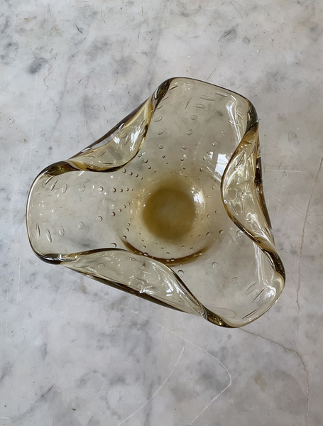 Vintage Mid-Century Modern Smoky Brown Murano Glass Bowl