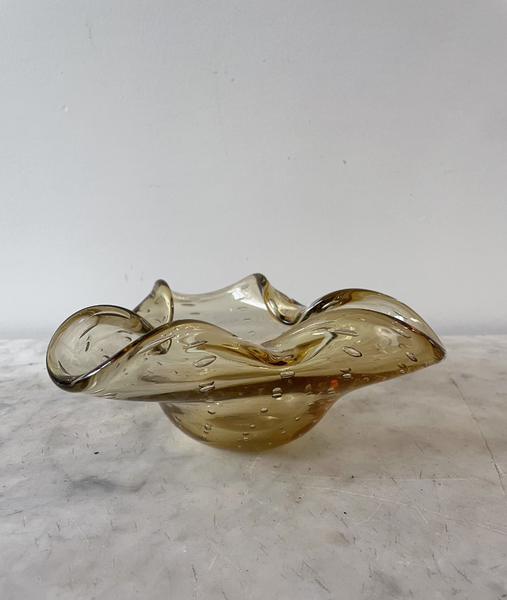 Vintage Mid-Century Modern Smoky Brown Murano Glass Bowl