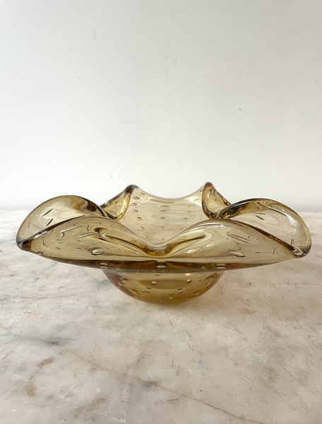 Vintage Mid-Century Modern Smoky Brown Murano Glass Bowl