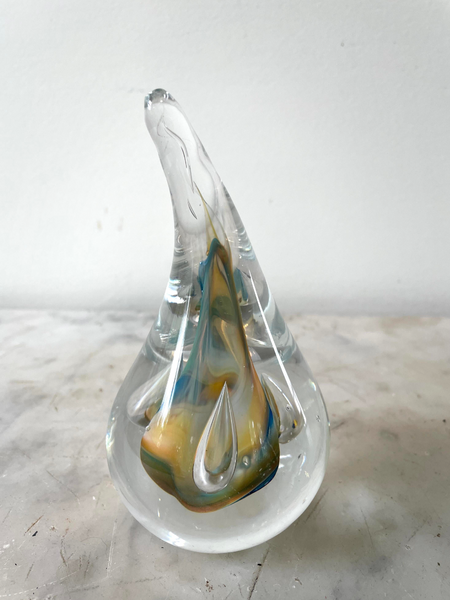 Vintage Adam Jablonski Signed Glass Paperweight