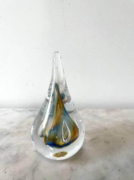 Vintage Adam Jablonski Signed Glass Paperweight