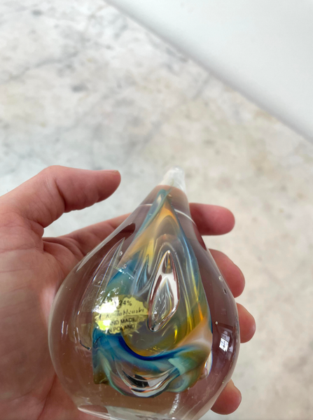 Vintage Adam Jablonski Signed Glass Paperweight