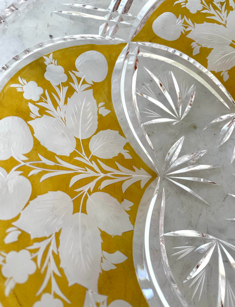 Early 20th Century Cut Crystal Amber Serving Tray