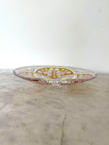 Early 20th Century Cut Crystal Amber Serving Tray