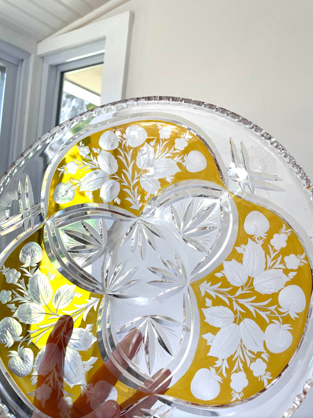 Early 20th Century Cut Crystal Amber Serving Tray