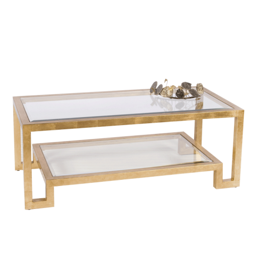 Winston Two Tier Coffee Table - Gold Leaf & Glass