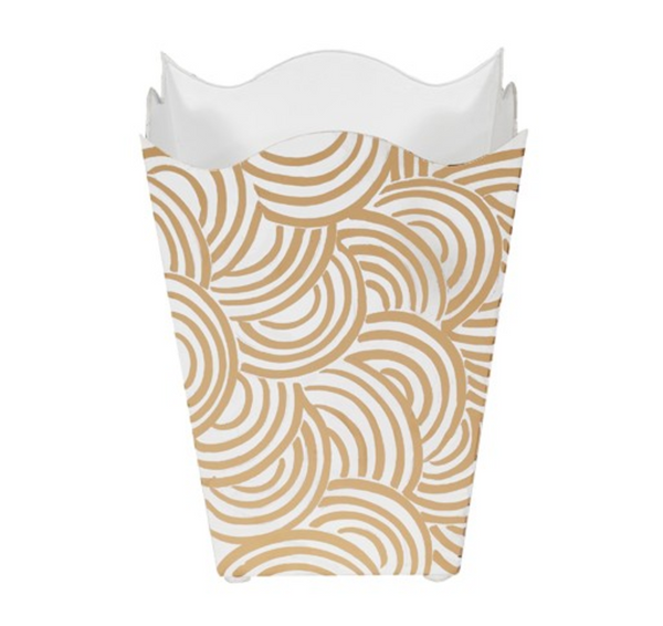 Breaker Handpainted Scalloped Edge Oval Metal Waste Basket - 4 Color Options