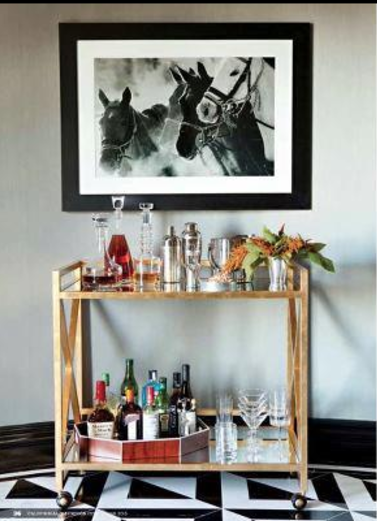 Gerard Two Tier Bar Cart - Gold Leaf or Silver Leaf