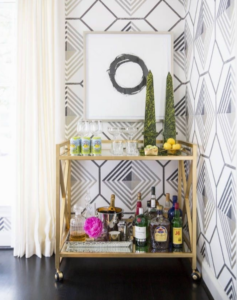 Gerard Two Tier Bar Cart - Gold Leaf or Silver Leaf