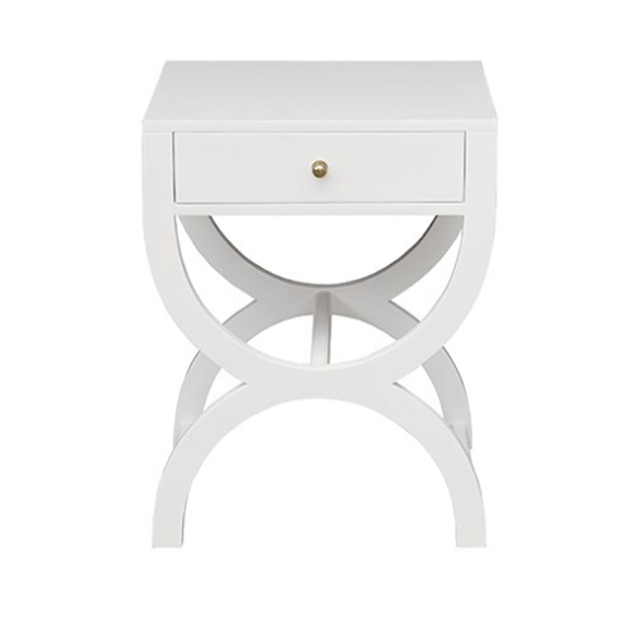 Alexis One Drawer Side Table - Matte White Lacquer