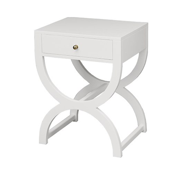 Alexis One Drawer Side Table - Matte White Lacquer